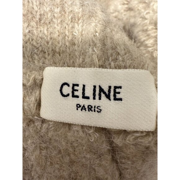 Celine Beige Wool & Alpaca Blend Bucket Hat With Embroidered Logo - Picture 8 of 9